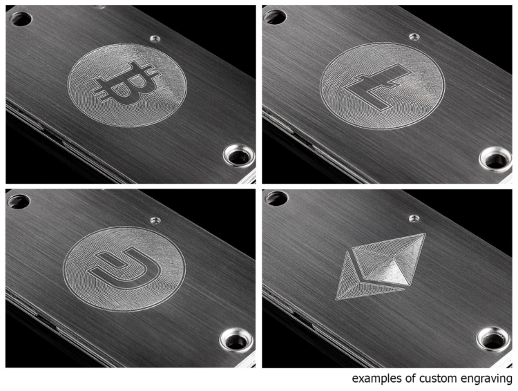 Cryptosteel custom engraving examples