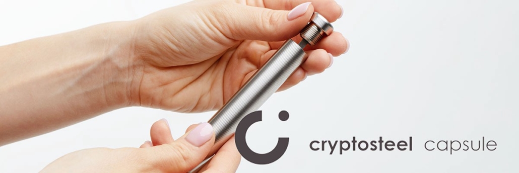 Cryptosteel Capsule hand with logo