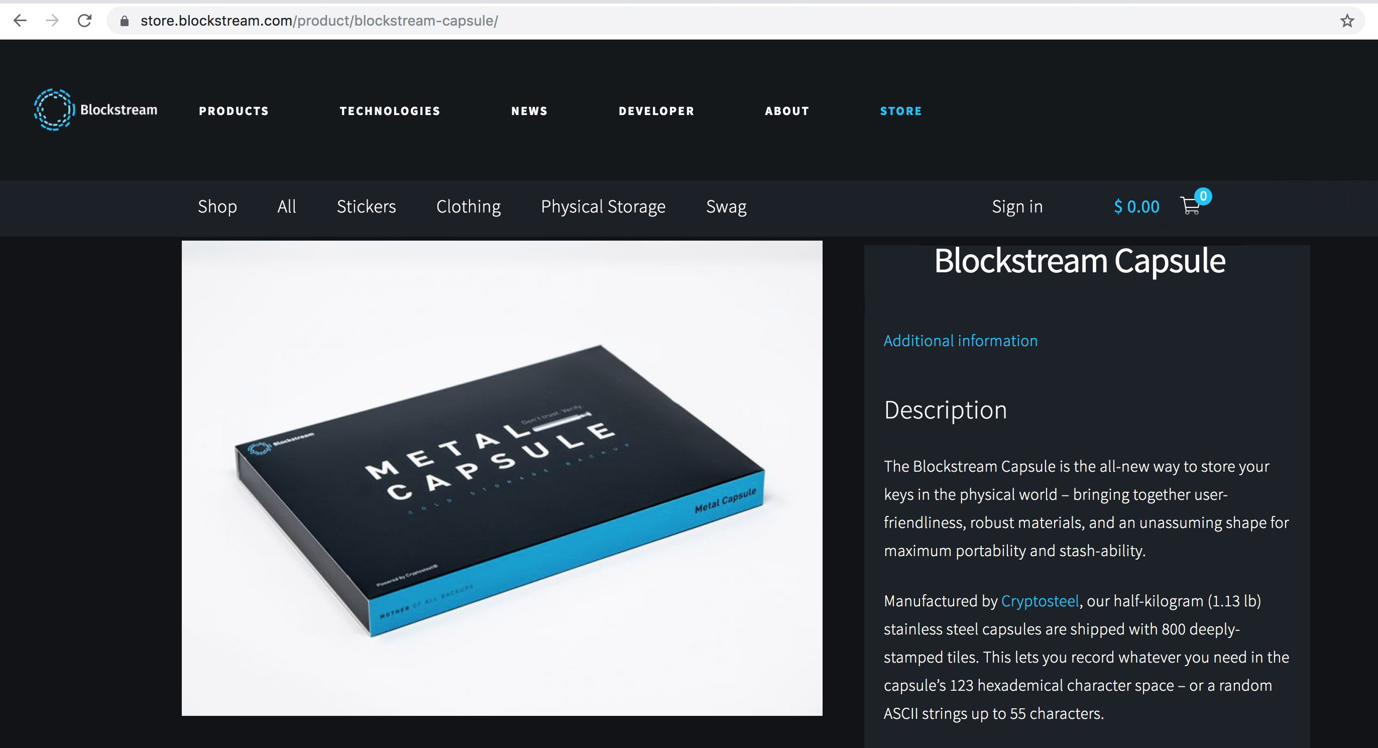 Cryptosteel — inventors of the offline metal backup — have partnered with Blockstream.