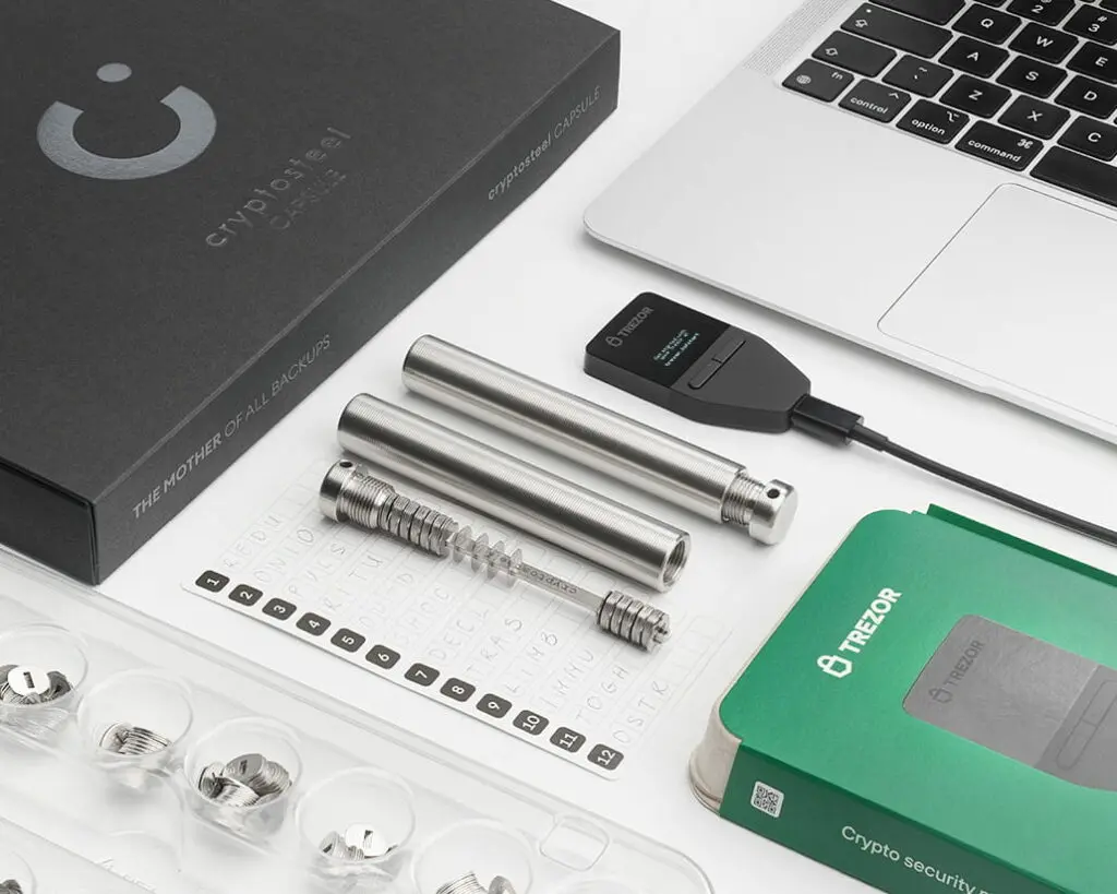 trezor safe 3 hardware wallet + cryptosteel capsule deal