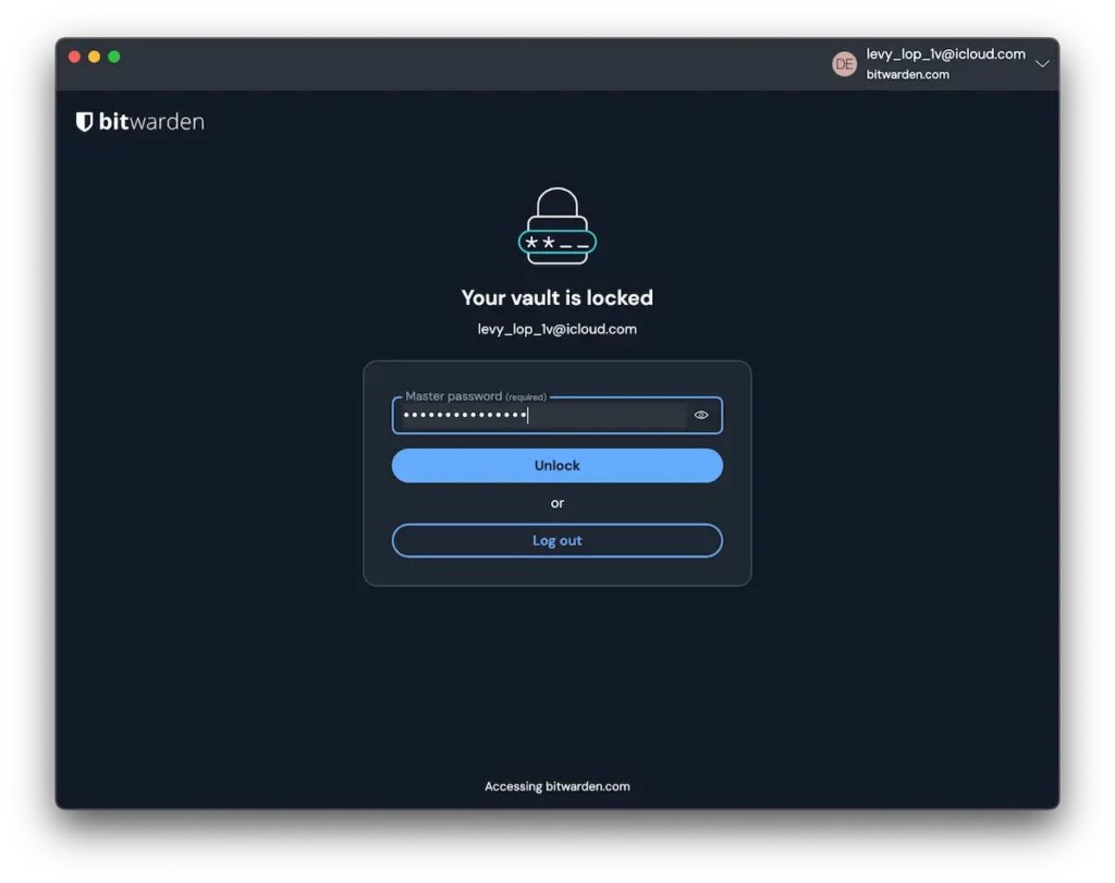 master password in bitwarden