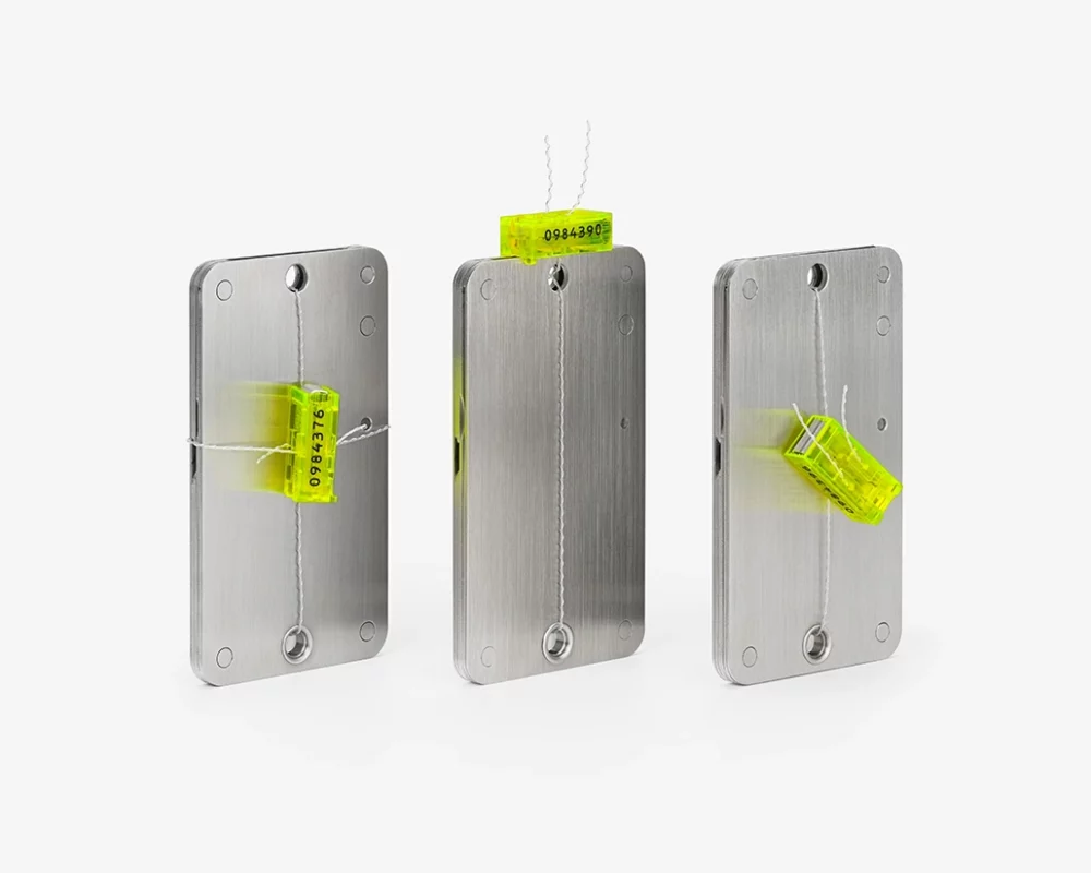 Cryptosteel Cassette Solo with security seals attached