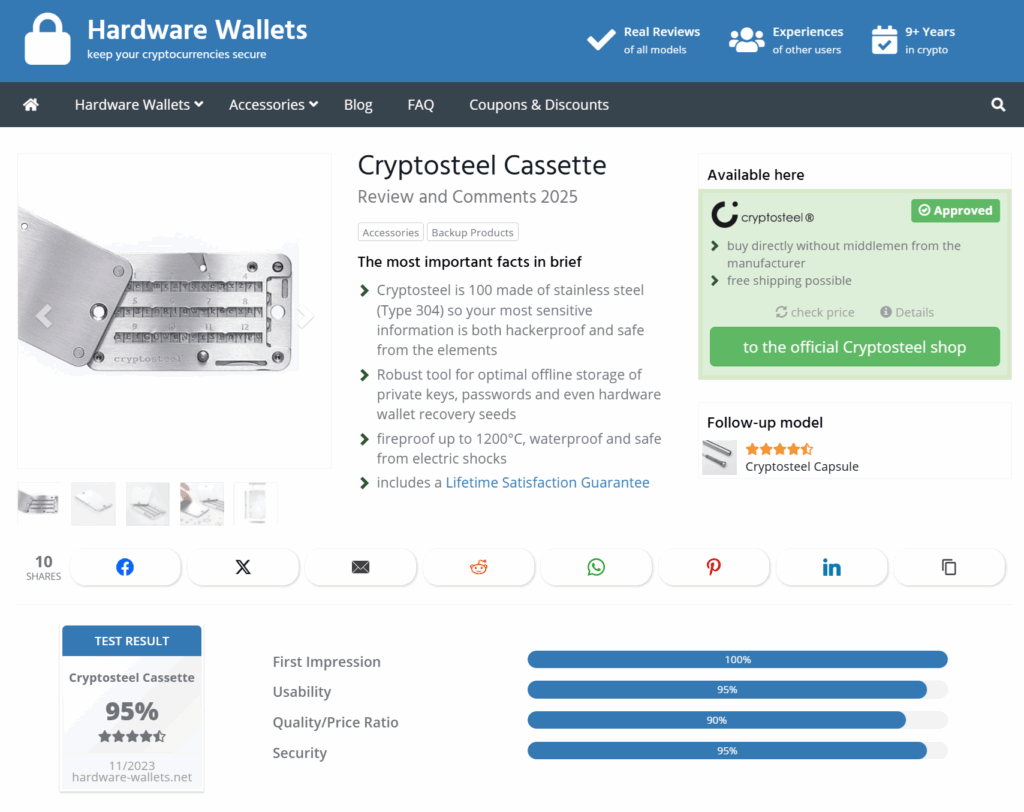 cryptosteel cassette positive review